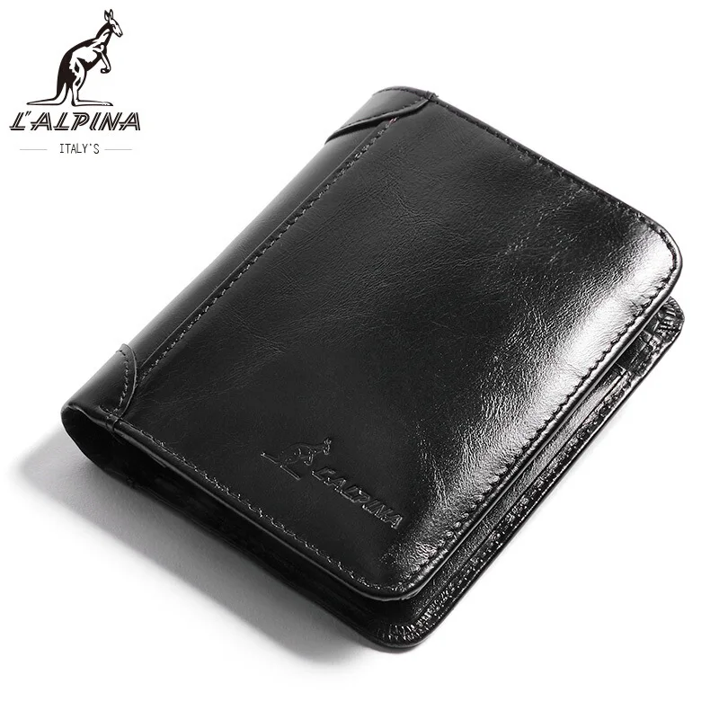 

Men's Wallet Short Paragraph First Layer Leather Youth Retro Casual Wallet Three Fold Wallet Male Tide Vertical Leather