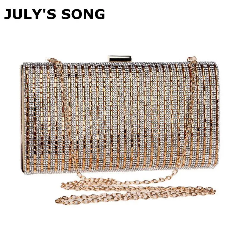 

JULY'S SONG Evening Bags For Women 2018 Lady Clutch Bag Diamond Rhinestones Evening Bags With Chain Shoulder Handbag Small Purse