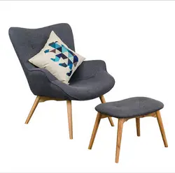 Mid Century современный контур стул W/подножка мебель для гостиной приглушенный ткань кресло шезлонг ткань кресло-акцент