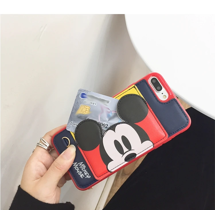 

for iphone 6 plus 7 8 8plus X XR XS MAX case Wallet leather cover New 3D Bracket Stitch Minnie Winnie Hold card phone cases capa