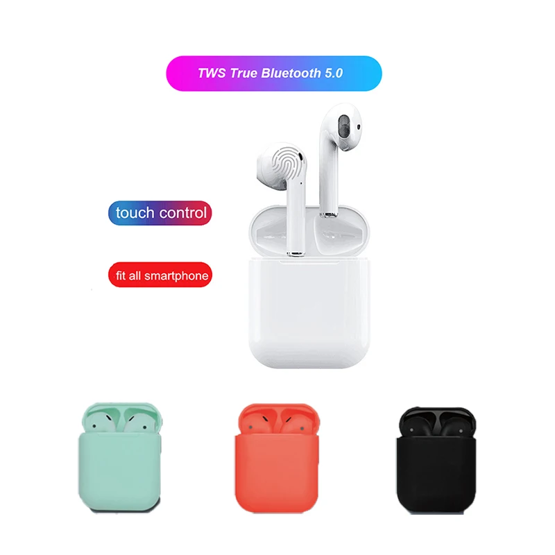 

i12 TWS Wireless Colorful Bluetooth 5.0 Earphone Sports Sweatproof Touch Earbuds Earphones for Android Iphone 7 8 X XS earphone