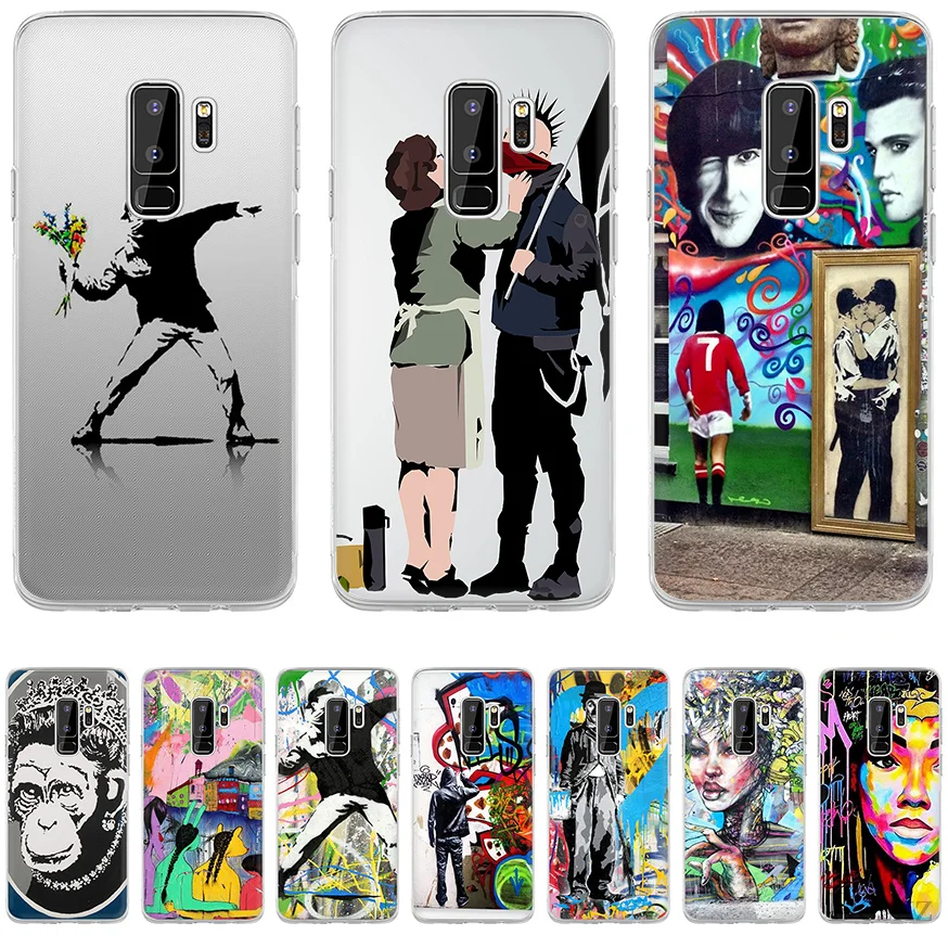 Mobile Phone Case Cover Street Art Banksy Graffiti Panda For Samsung Galaxy J3 J5 J7 2016 2017 A5 A6 A8 Plus 2018 Note 8 9