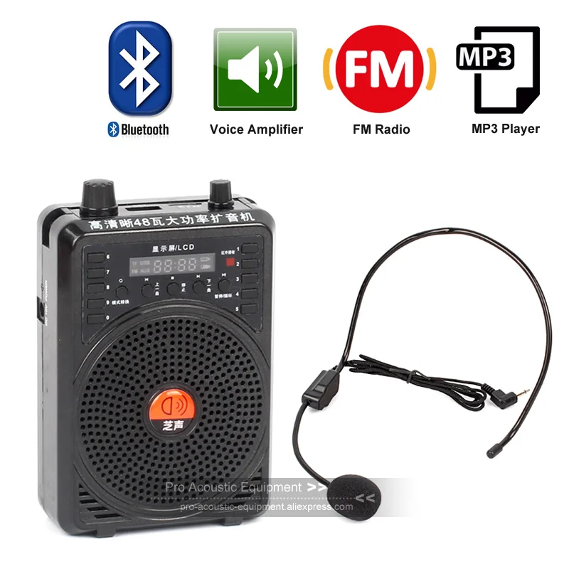 Портативный BLUETOOTH мегафон голосовой усилитель гарнитура микрофон динамик mp3