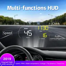 A9 carro hud head-up display obd2 ii excesso de velocidade sistema de aviso projetor tensão alarme 5.5 Polegada tela colorida plug estilo do carro