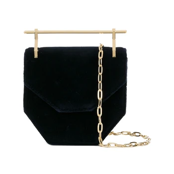 

All-match velvet velvet Chain Handbag Shoulder Bag Handbag metal rod polygon