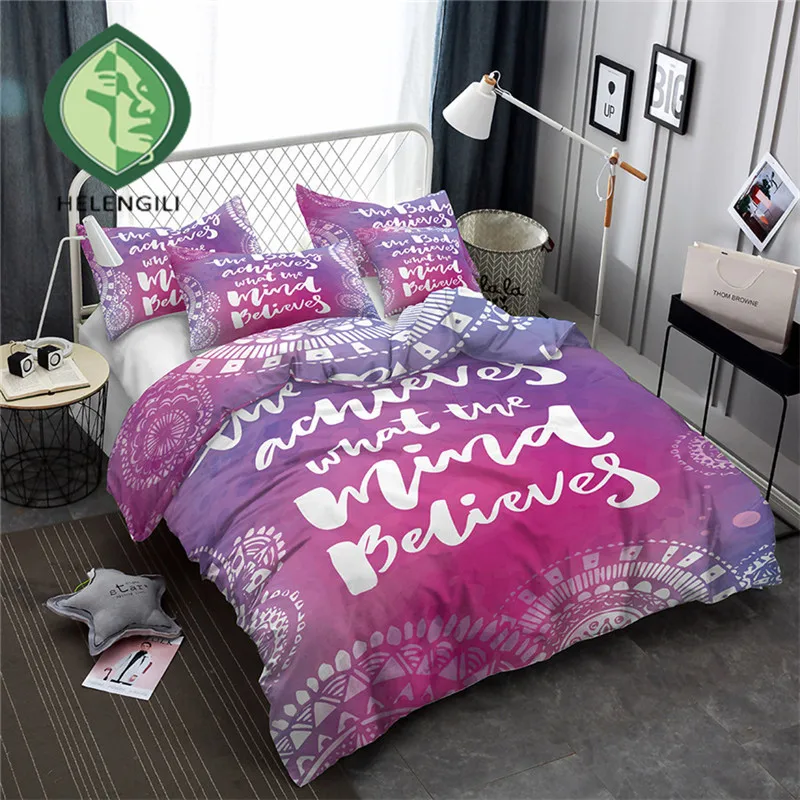 

HELENGILI 3D Bedding Set Color ink words Print Duvet cover set bedclothes with pillowcase bed set home Textiles #YN-12