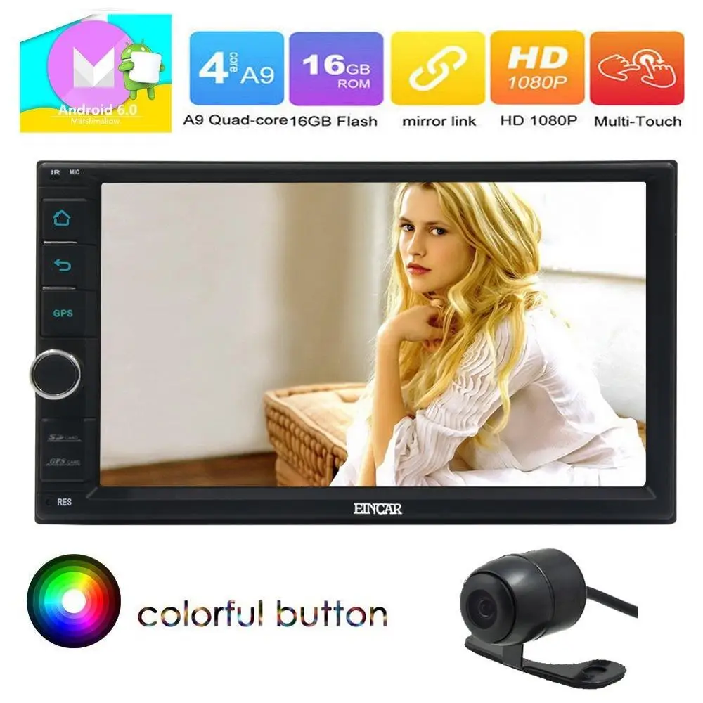 Free Camera+7'' Android 6.0 Double Din Car Stereo Player GPS Navigation Radio Bluetooth USB SD WIFI+Free External Microphone Free Camera+7'' Android 6.0 Double Din Car Stereo Player GPS Navigation Radio Bluetooth USB SD WIFI+Free External Microphone