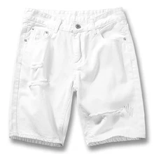 ISurvivor мужские летние большие размеры фактурные рваные шорты брюки мужские повседневные модные тонкие приталенные однотонные джинсовые шорты