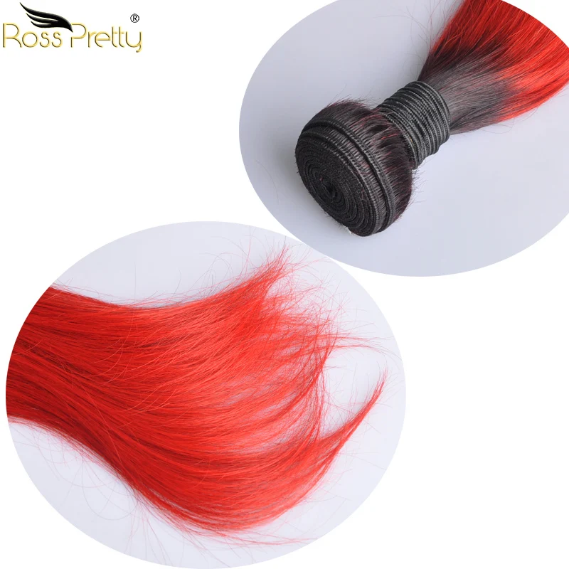ross pretty brazilian hair straight ombre color 1b red human hair