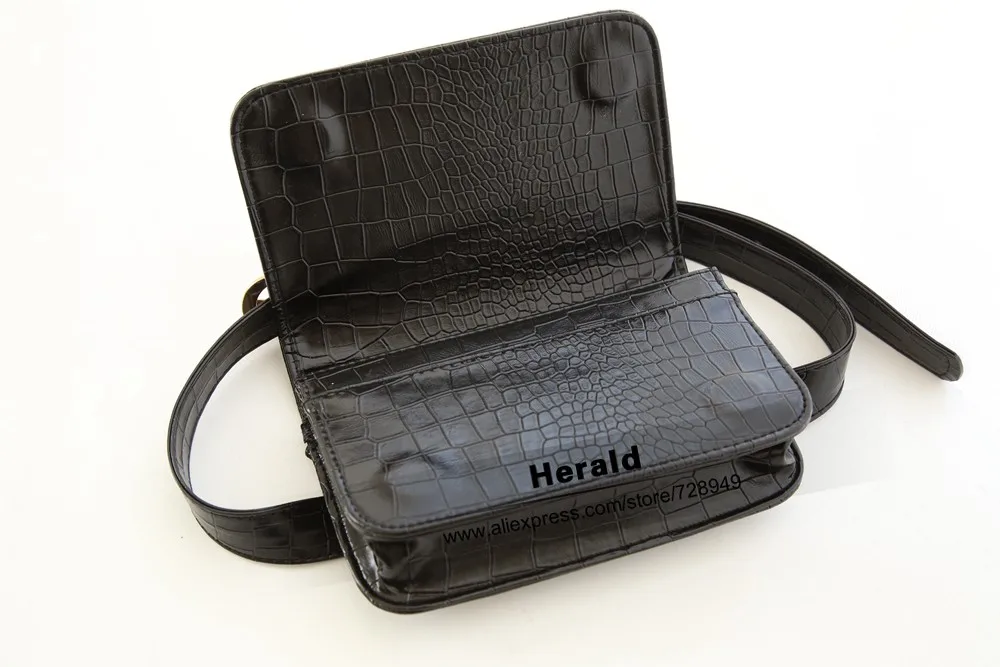 Herald Fashion Women Waist Belt Bag Crocodile PU Leather Belt Pack Waist Bag Small Women Bag Travel Bag Waist Pack Bolsas(3)