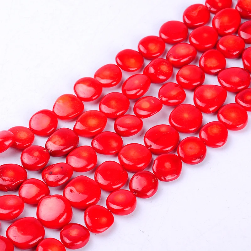 

1pack/lot 15*15*6mm High quality Flat round Red Coral loose beads DIY for bracelet necklace jewelry making