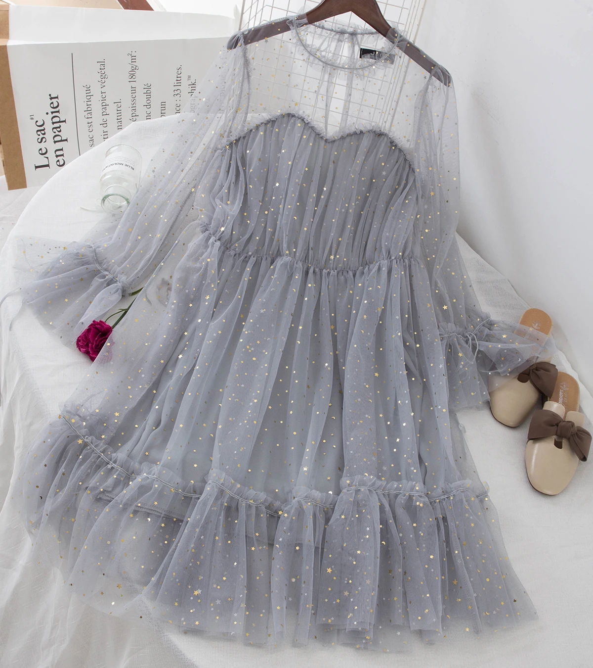 women's lace and tulle dress