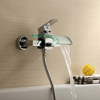 Современный кран для ванной комнаты со стеклянным водопадом с настенным креплением