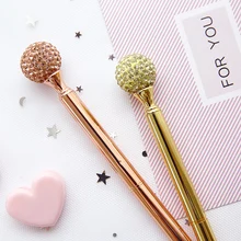 Nordic Minimalist Diamond Pen Signature Pen 0.5mm Black Metal Gel Pen 1PCS