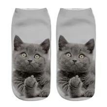 Cat Socks 3D Printing Female Socks Women Low Cut Ankle Socks Calcetines Mujer Casual Hosiery Printed Sock