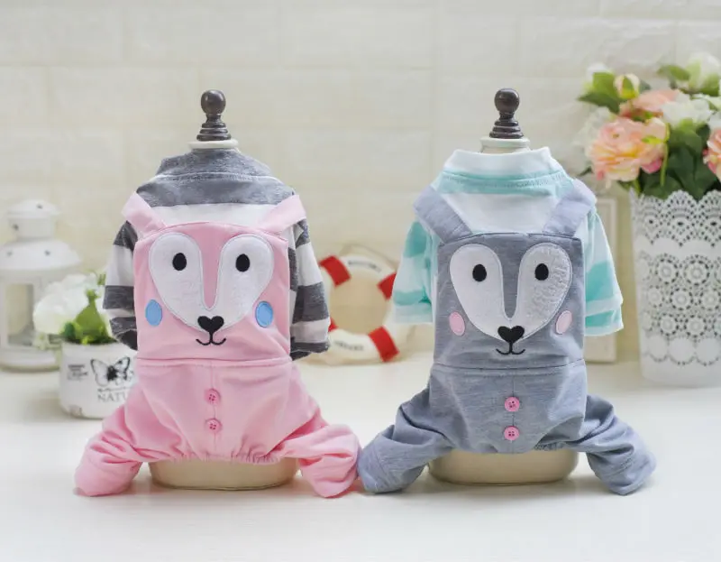 

FY16 Free shipping Spring Pet clothes Cartoon Fox Style Four Legs Puppy Dogs Coat Jumpsuits Clothing Apparel For York