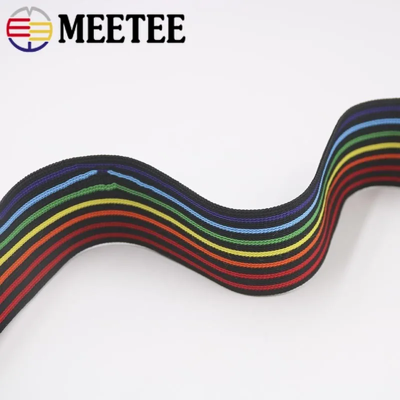 Meetee 23 метра 40 мм цветная тесьма в полоску низкая эластичная трикотажная лента для