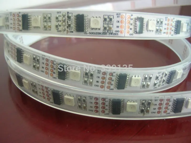 

Promotion!!! digital led pixel ws2801 strip light;32leds/m with 32pcs WS2801 IC, DC5V, white PCB, Waterproof silicon tube IP67