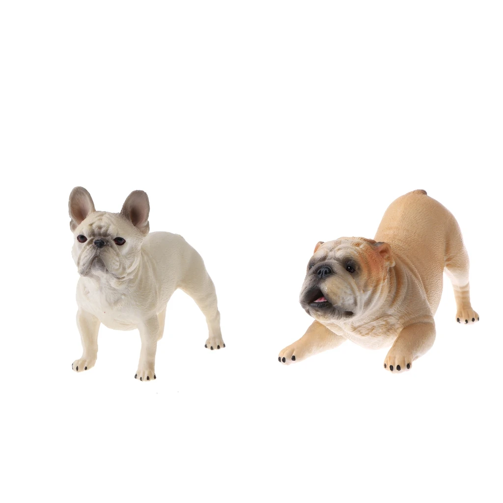 2Pcs Bulldog Model, Domestic Animal Action Figures for Toddlers Kids Toy, Home Decor Collection