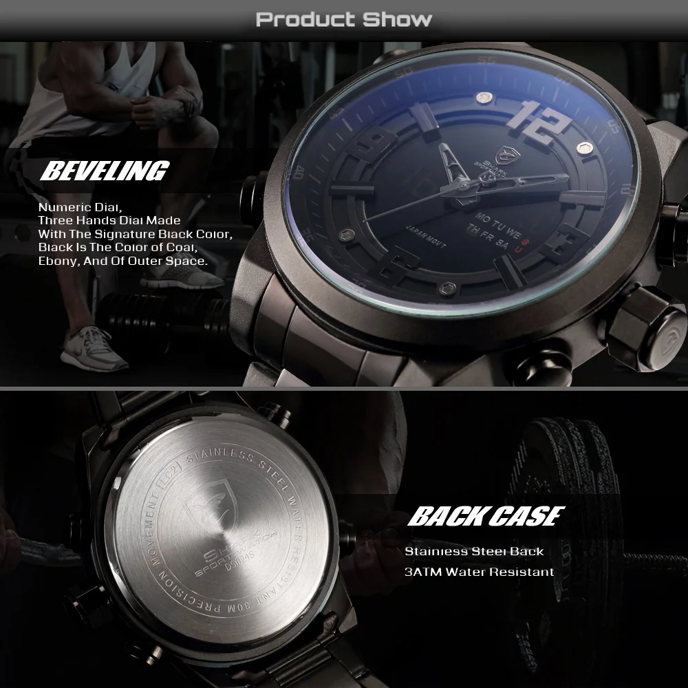 Basking Shark, спортивные часы, брендовые, модные, Chrono, мужские, водонепроницаемые, цифровые, военные, стальной ремешок, часы, Relogio Masculino/SH343