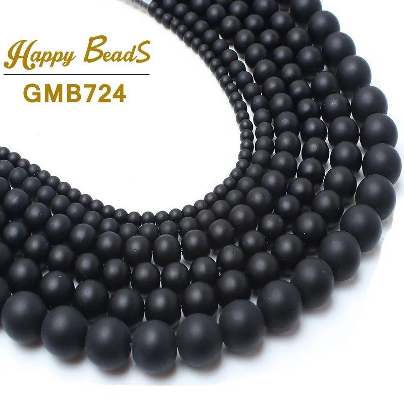 

Natural Matte black Agates Onyx Stone Beads Round Loose Spacer Beads For Jewelry Making 15"Strand 4 6 8 10 12mm DIY Bracelets
