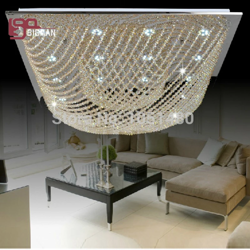 

Free shipping Modern square Crystal Chandelier lighting fixtures living room lamp AC110-240V luxury crystal light