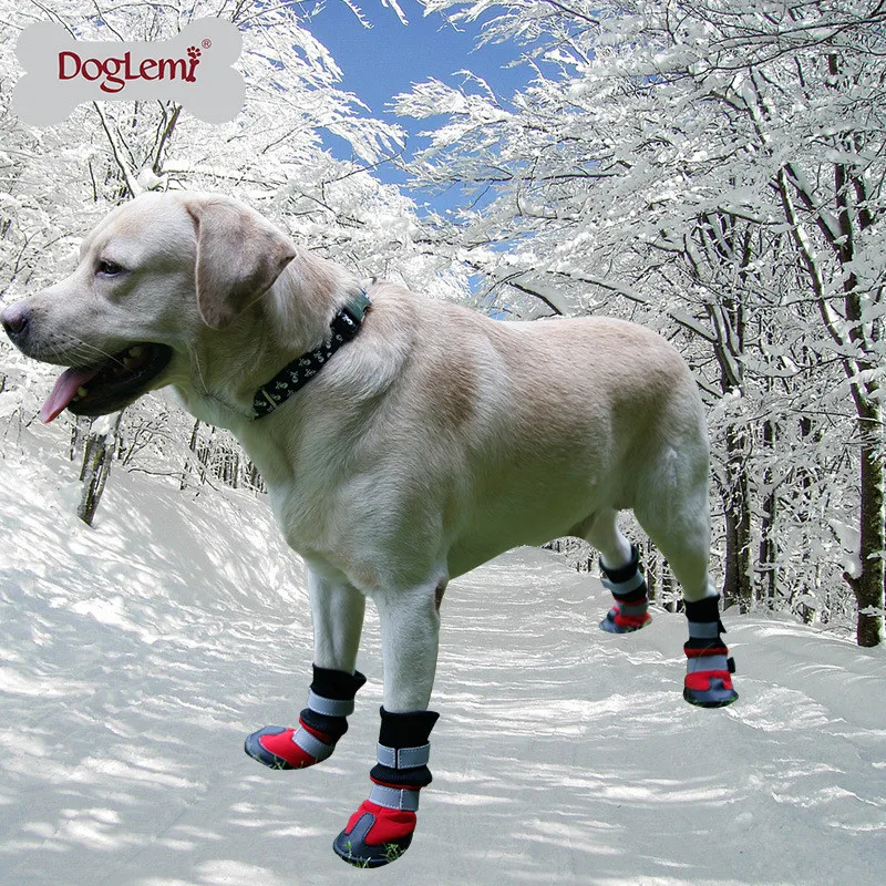 Водонепроницаемые ботинки для собак; нескользящие зимние ботинки для собак; теплая зимняя обувь для щенков; рождественские водонепроницаемые ботинки
