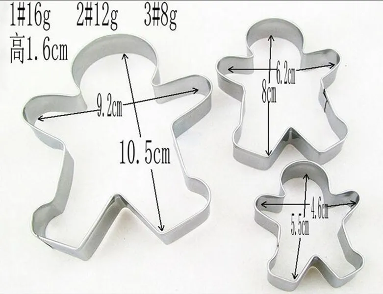 3 шт Рождество имбирный хлеб человек женщина мальчик выпечки набор инструментов Пресс чайник Плесень Печенье Торт Cookie нож для бисквита - Цвет: Boy