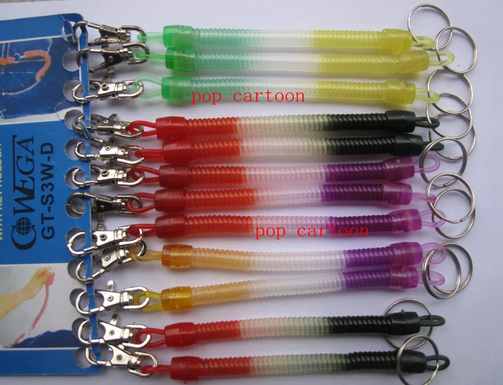 Hot Sale! 12 pcs Elastic Spring Coiled Plastic Key Chain Key Ring