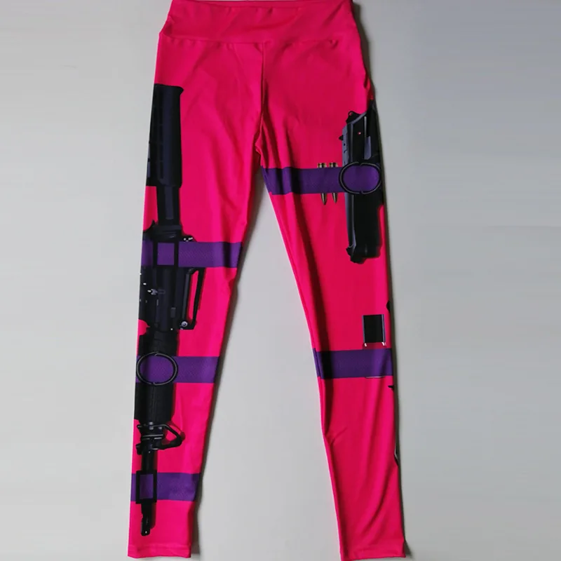 FCCEXIO New Gun Equipment Print Leggings Fashion Women Leggings Super Hero Deadpool Leggins Workout Legging Woman Fitness Pants legging