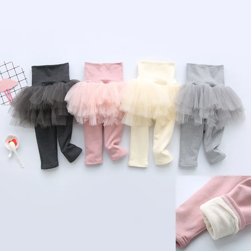 

winter warm thicken cotton leggings fleece with skirt tutu baby infant toddler newborn girl tights leg warmer 6 9 12 18 months