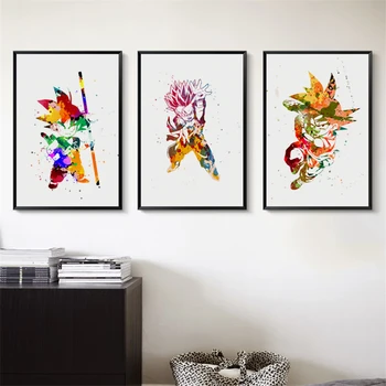 

Dragon Ball Z Goku Cute Watercolor Painting Art Print Poster Home Decor Nursery Kids Room Cartoon wall art canvas painting K206