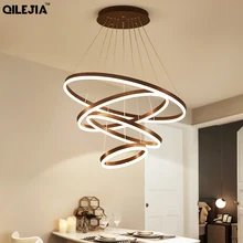 Современная Люстра для гостиной матовый кофе круглые кольца в кофе светодиодный Люстра для гостиной подвесной светильник