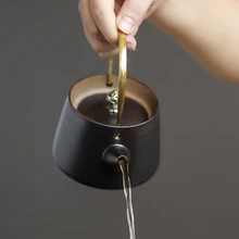 Черный дзен японский стиль чайный набор кунг-фу ручной работы керамика емкость с ручкой грубая керамика пуэр горшок креативный домашний декор 180 мл