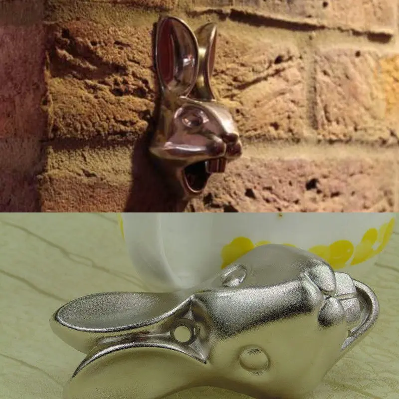 

Creative Stainless Rabbit Iron Wall Mounted Bottle Opener Beer Glass Bottle Cap Openers Kitchen Tools 2019