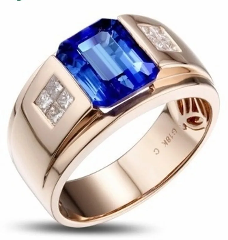 3.2CT Размеры 8 до 15 ювелирные изделия гранат циркон камни 10KT мужские позолоченное