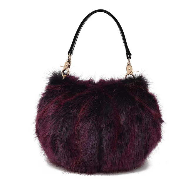 Faux fur plush children school bags kids travel messenger crossbody ...