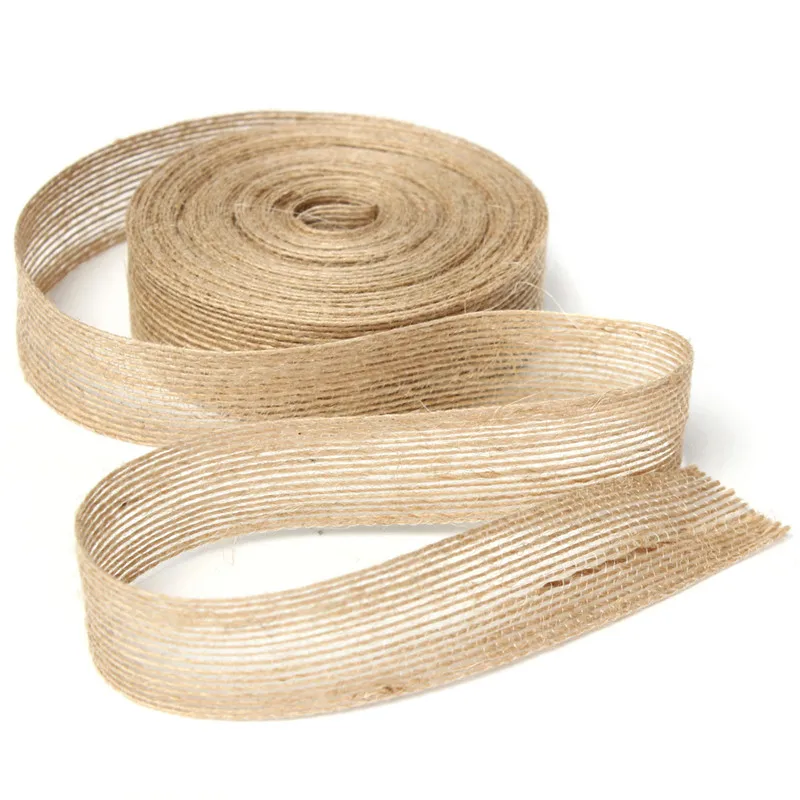 

Overvalue 2.5cm x 10M Retro Natural Jute Burlap Ribbon Fabric Rustic Wedding Floristry Cake Topper Decor Handcraft DIY Material