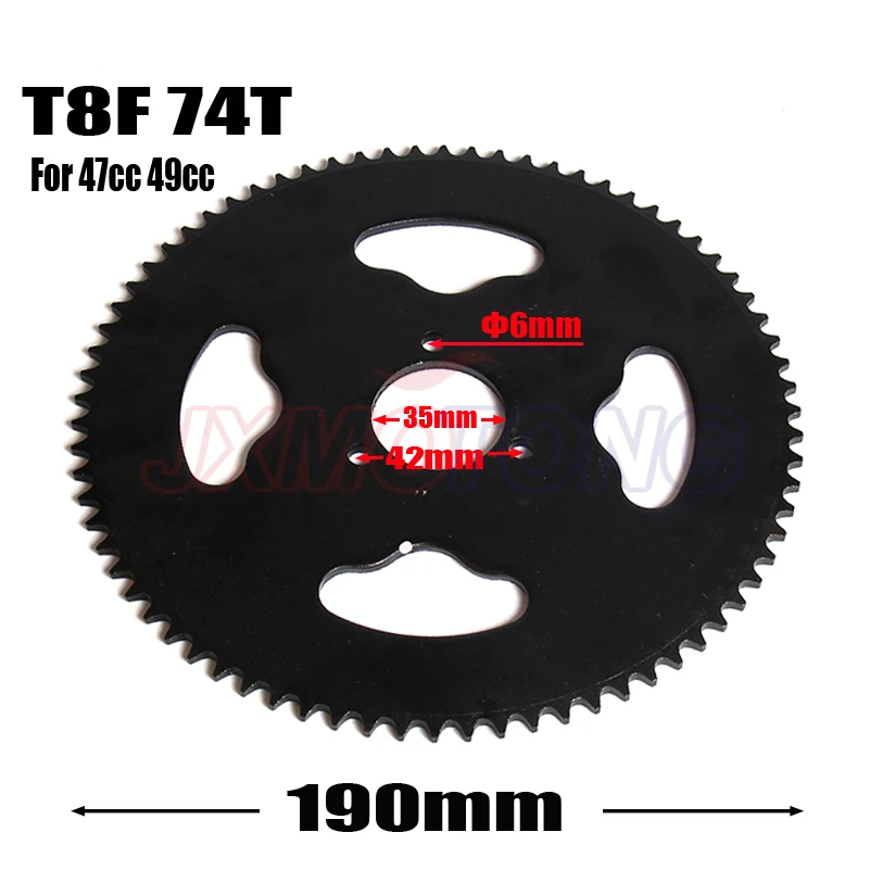 T8F 74T зуб 35 мм Задняя звездочка для 47cc 49cc карманный велосипед мини мотор Quad ATV мини Pit Dirt Motard Bike