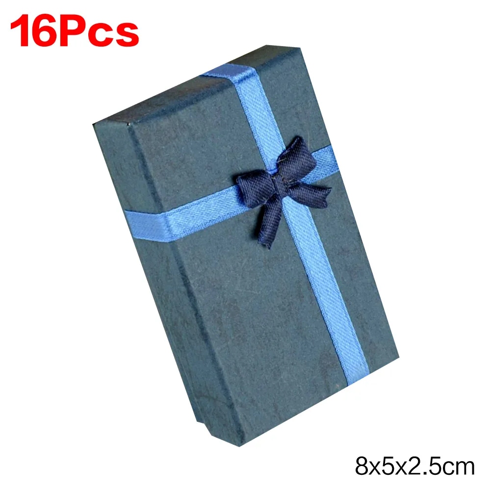 16 шт., 8x5x2,5 см, комплекты ювелирных изделий, картонная коробка, ожерелье, серьги, кольцо, коробка 5*8, упаковка, Подарочная коробка с губкой и атласной лентой - Цвет: Royal blue