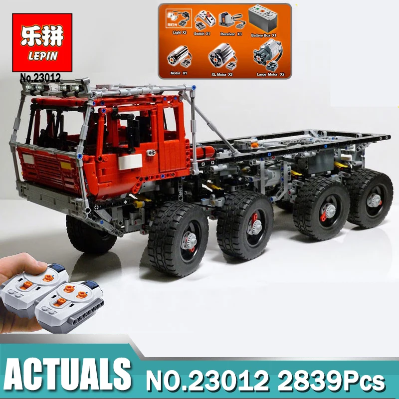 

Lepin Technic series 23012 2839pc vehicles car Model Building Blocks set Equipped with 5 motors and 1 charging box 813 toys
