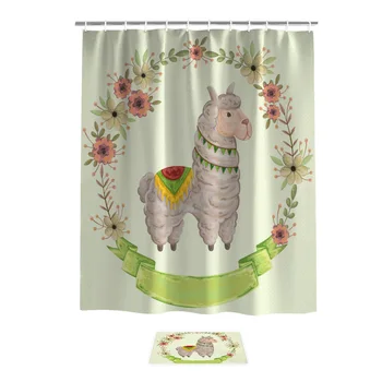 

Lalma Alpaca Dots Zoo Poster Bathroom Mat With Shower Curtain Shower Curtain Sets Waterproof Outside Modern Inside Funny Rings