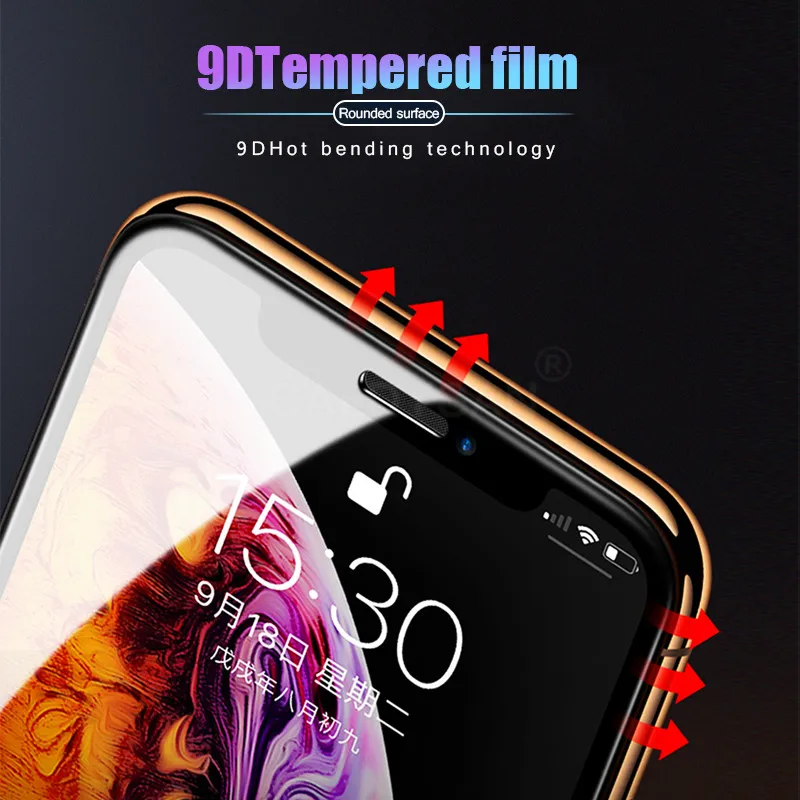11D защитное стекло с закругленными краями для iPhone XS Max XR X закаленное экрана