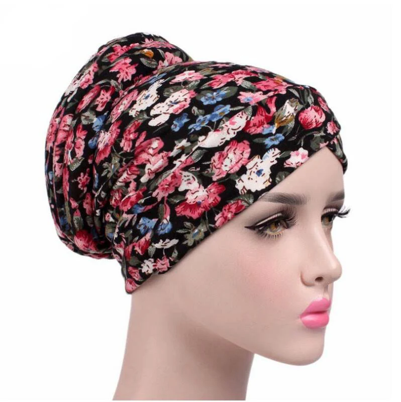 New Arrival Women vintage Turban Hat flower print hats Chemo Hats Bandana fashion Indian cap
