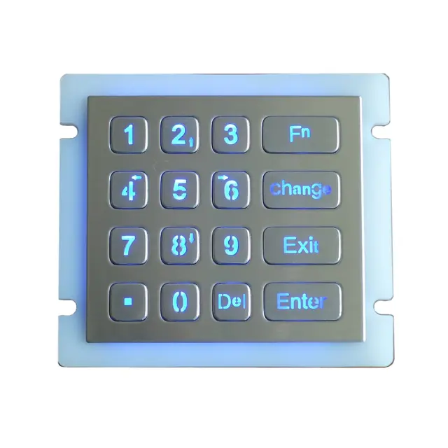 IP65 industrial backlight vending machine vandal proof keypad, 16 LED