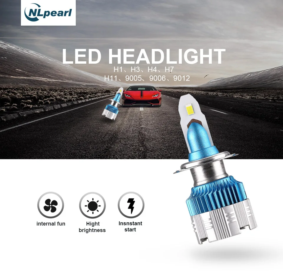 Nlpearl 2x Mi2 Led H7 лампы для передних фар H4 H7 светодиодный мини H3 H1 9005/HB3 9006/HB4 H8 H9 H11 50 Вт 8000LM авто лампы фары 6000K 12V