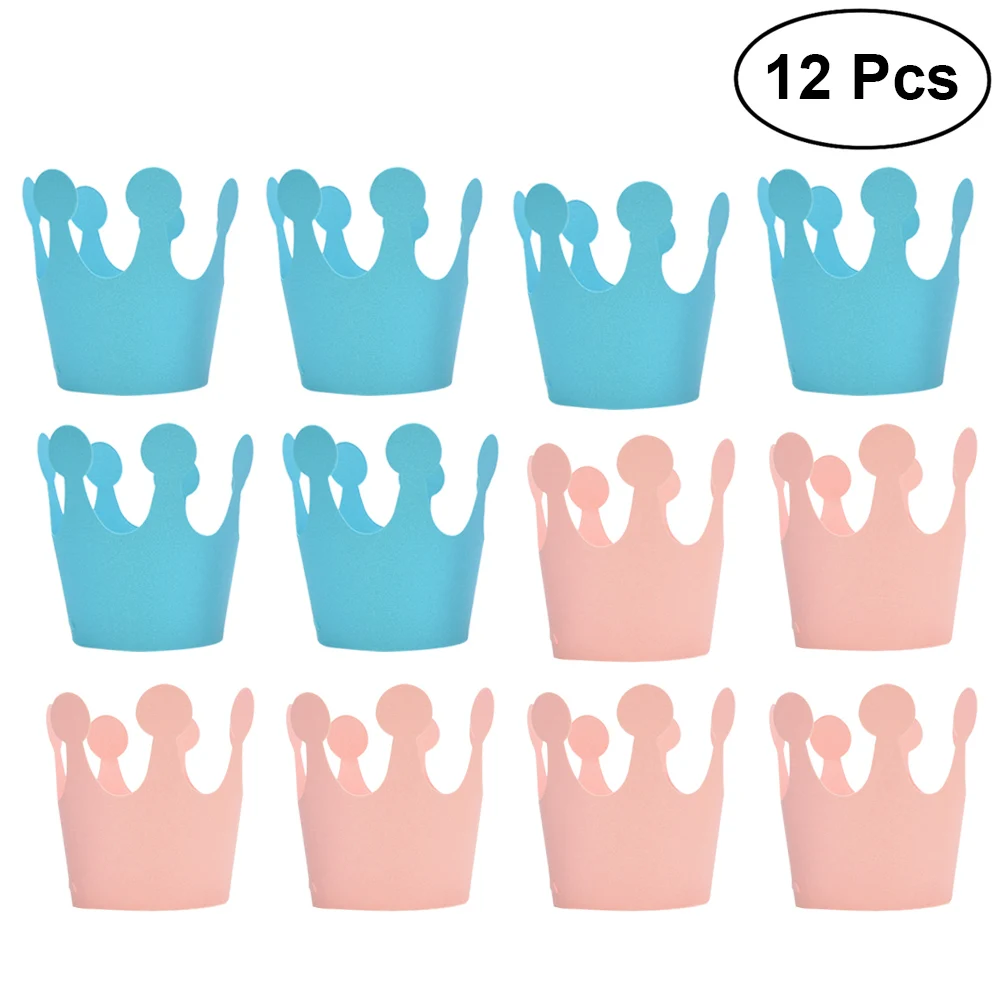 

12 pcs Cute Paper Kids Crown Birthday Hat Festive Supplies Decoration Party Cap Prince Headgear Princess Headgear