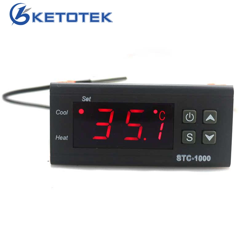 

AC DC 12V/10A Two Relay Output Digital Temperature Controller Thermostat Regulator Heat or Cool Switch LED Display