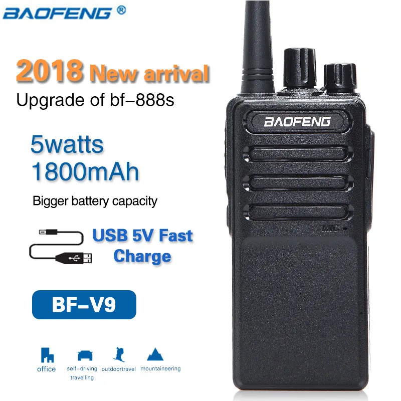 

2018 Baofeng BF-V9 USB 5V Fast Charge Two Way Radio 5W Portable Walkie Talkie UHF 400-470MHz Ham CB Radio (Upgrade of BF-888S)