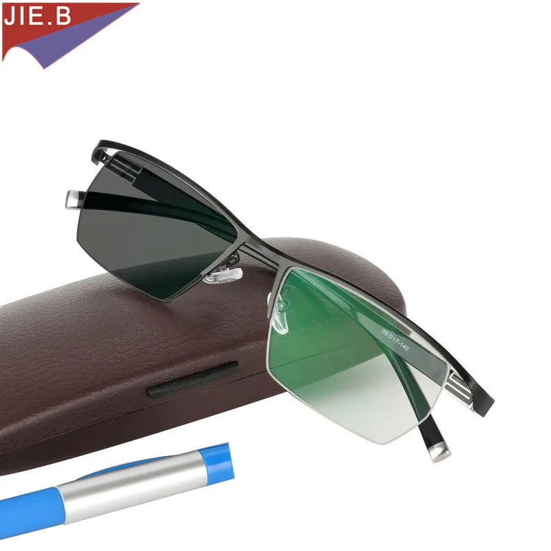 Cena 2019 styl męski stop tytanu jakości fotochromowe prezbiopia męskie okulary moda plac pół obręczy klasyczne okulary do czytania dla